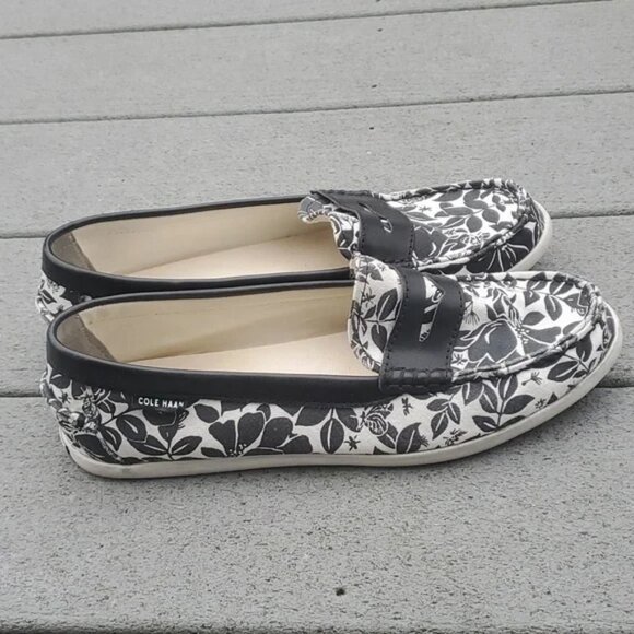 Cole Haan Pinch Weekender Floral Canvas Penny Loafer Shoes | Cole Haan Slip Ons - Picture 4 of 10